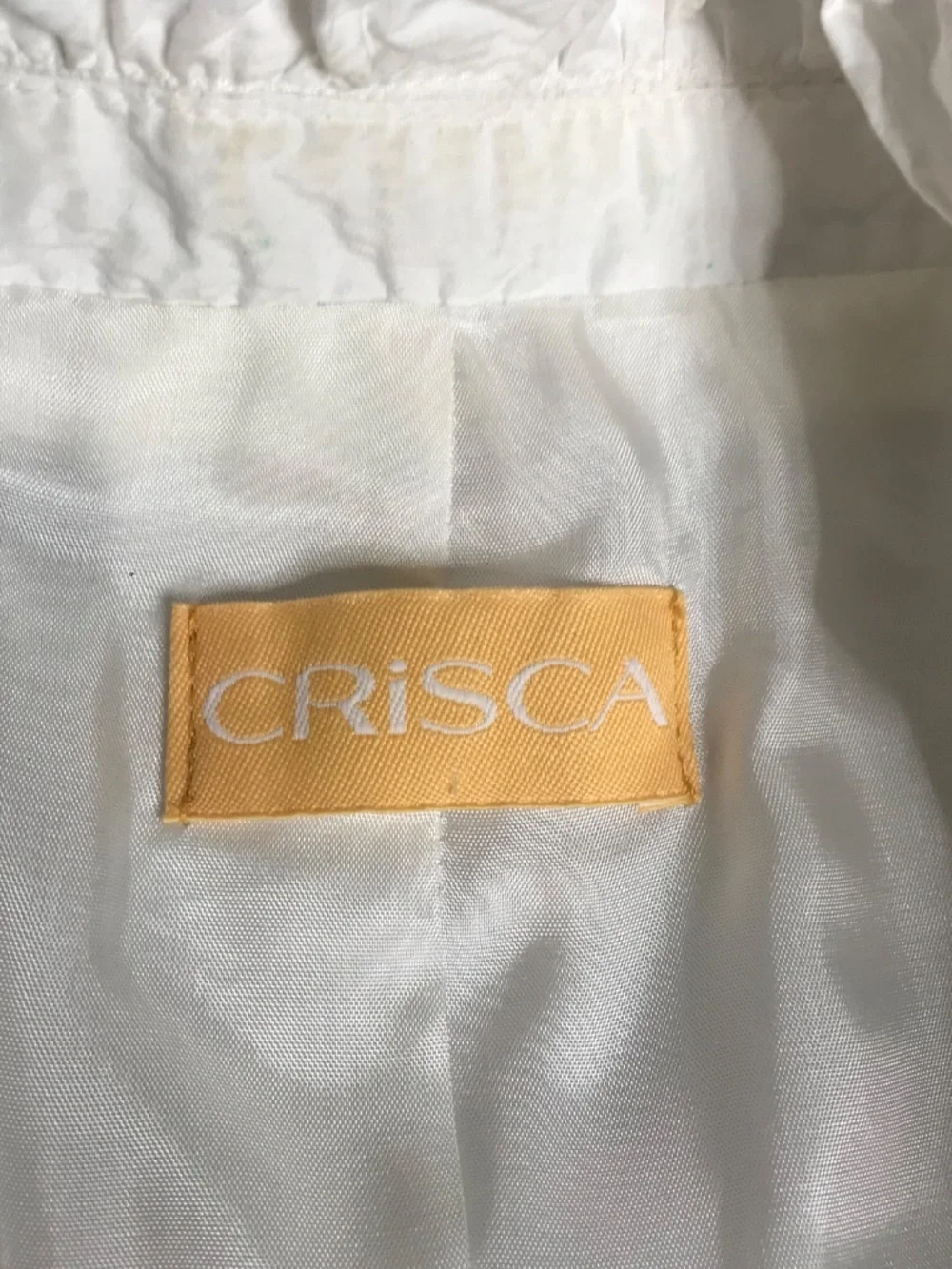 Crisca White Crinkle Zip Jacket Lightweight Oversized Collar Jacket Size L - Picture 11 of 11